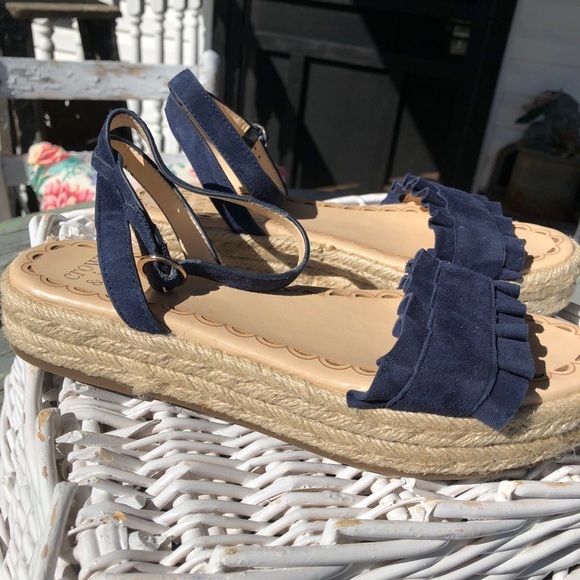 crown u0026 ivy | Shoes | Navy Blue Sandals Espadrilles Platform Flatforms |  Poshmark